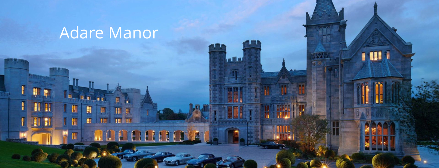 Adare Manor Exterior view in the Evening Time | small group tours Ireland